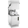 Hooded dishwasher with drain pump
