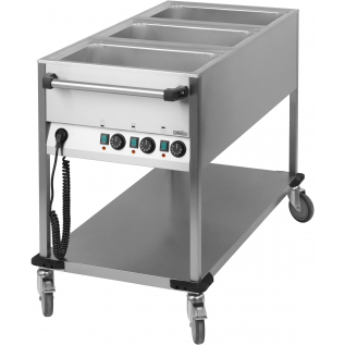 Bain-marie trolley water-heated 3 x GN 1/1
