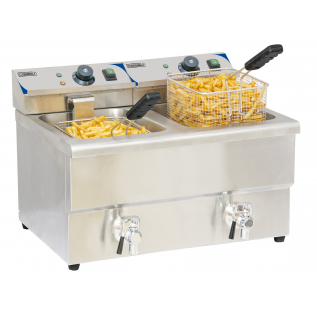 Friteuse électrique avec vanne de vidange 2 x 8L